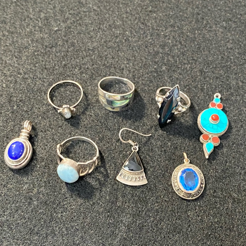 Bundle Sterling Silver Jewelry Rings Earrings Pendants - Picture 1 of 11
